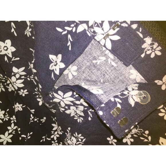 Christopher & Banks Womens Size 6 Blue Calf-Length Skirt with White Floral Patte - Picture 6 of 9